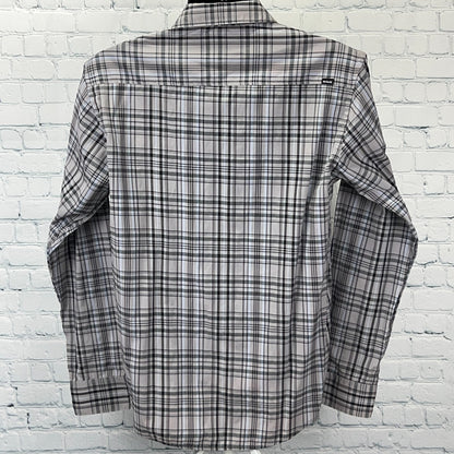 Hurley Plaid Button Front Shirt Gray Surfer Surfing Long Sleeve Mens M Medium