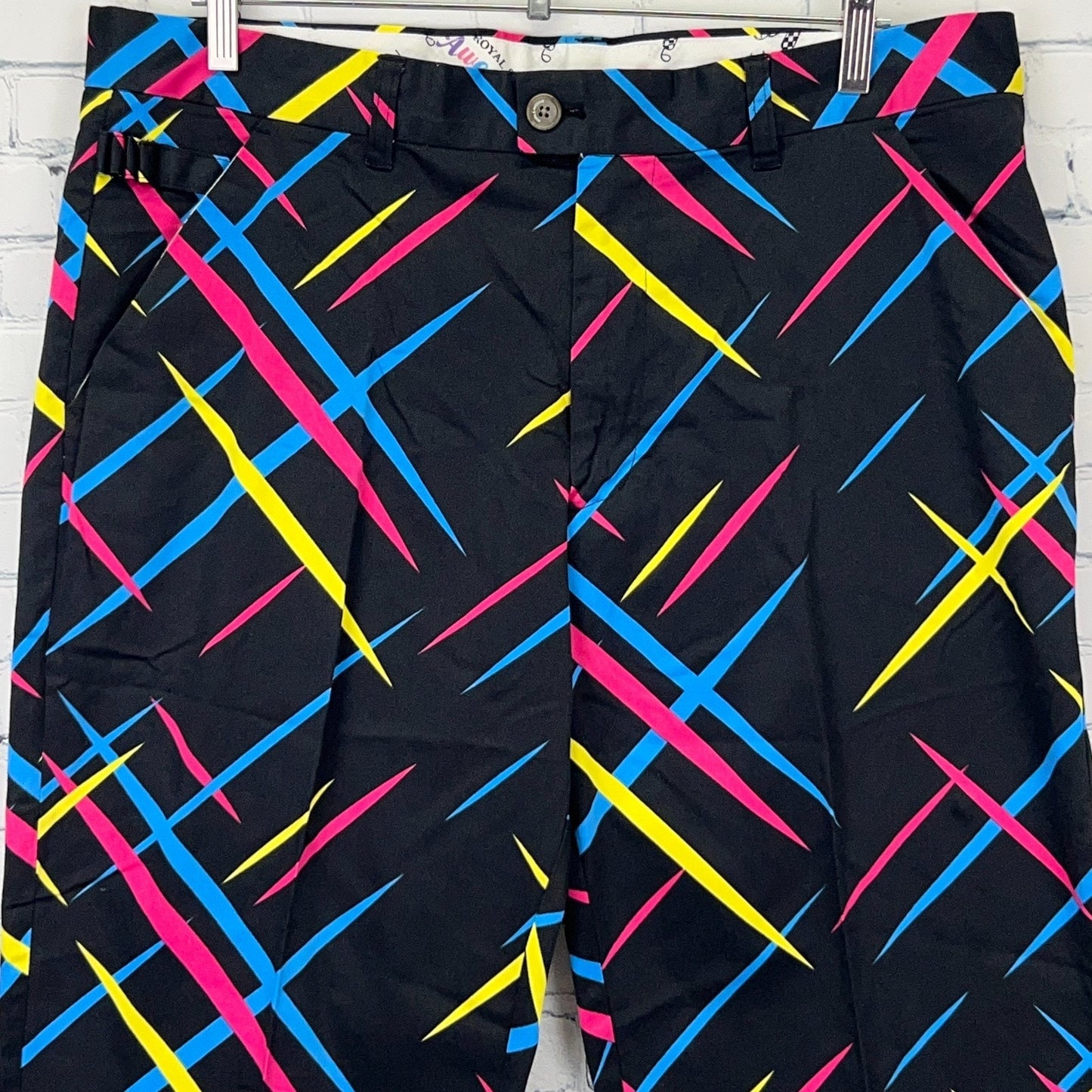 Royal and Awesome Par Tee Golf Pants Black Golfer Golfing Pockets Mens 38x30