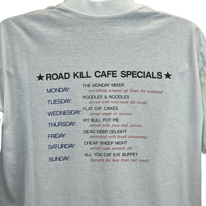 Road Kill Cafe Vintage 90s T Shirt Funny Humorous White Single Stitch Tee XL