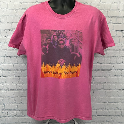 Vintage Y2Ks Huey Lewis and the News 2005 Concert T Shirt Tour Pink XL X-Large