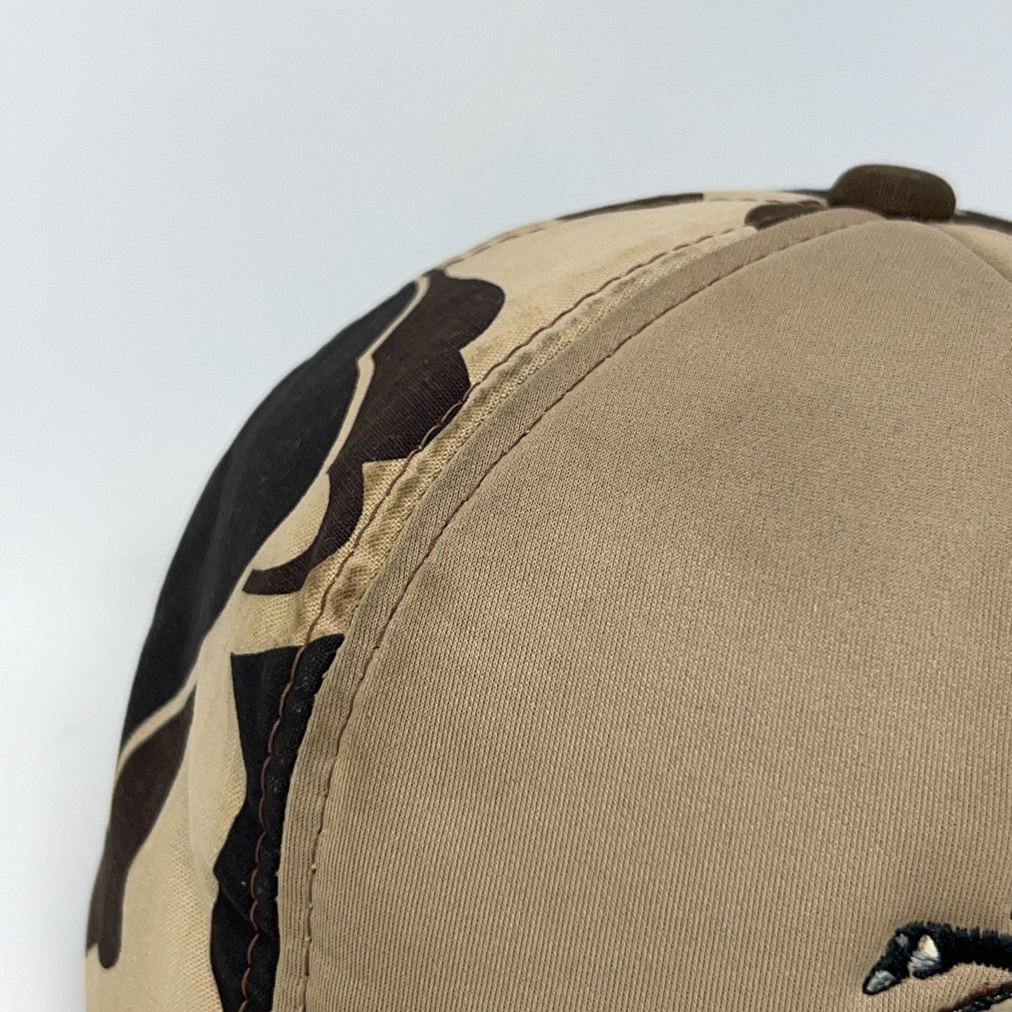 Vintage 80s Duck Bay Hunting Hat Baseball Cap Hunter Beige Camouflage Snapback