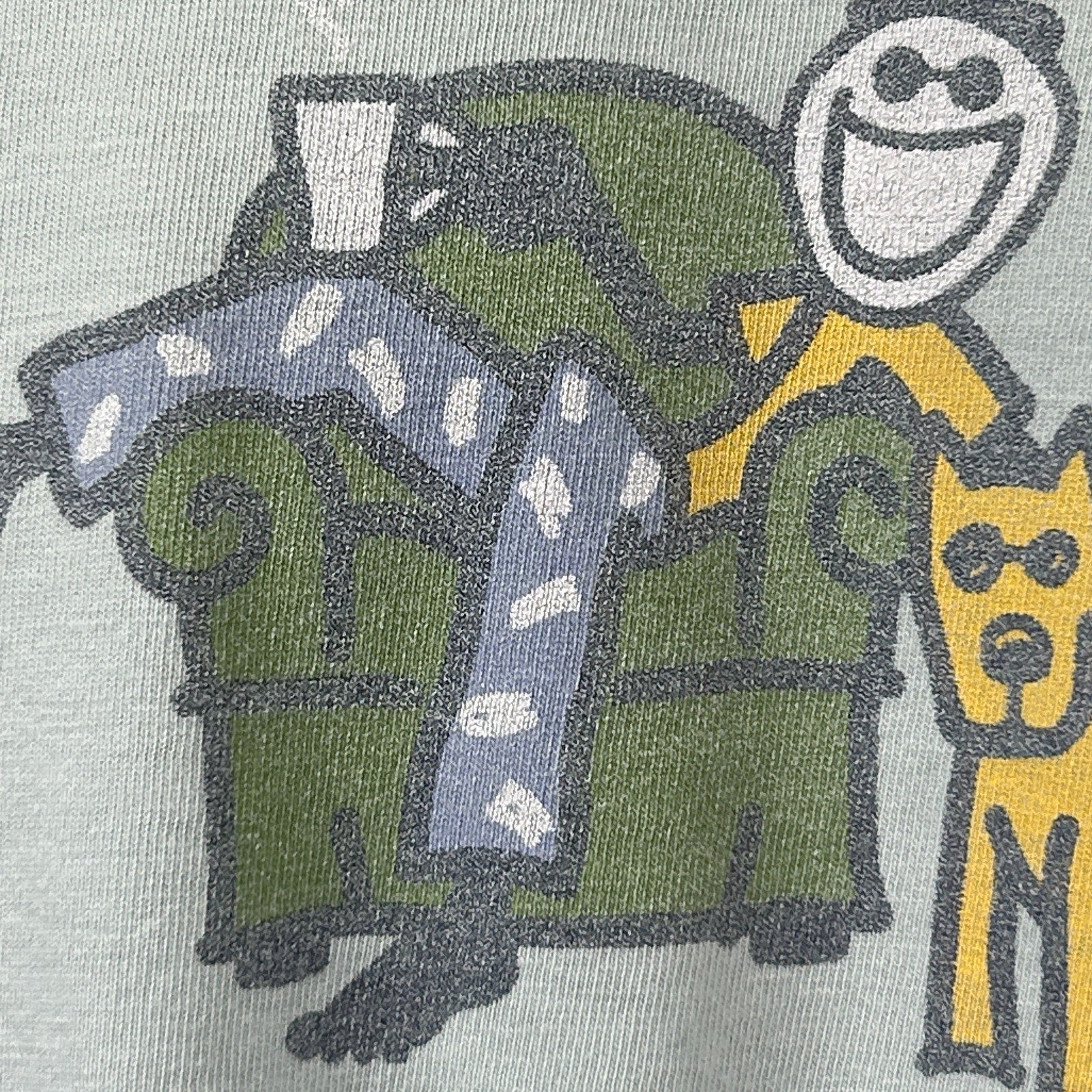 Life Is Good Dog Dad T Shirt Stick Figure Man Long Sleeve Green Mens XL X-Large - Neon Vintage