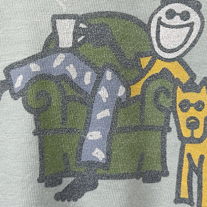 Life Is Good Dog Dad T Shirt Stick Figure Man Long Sleeve Green Mens XL X-Large - Neon Vintage