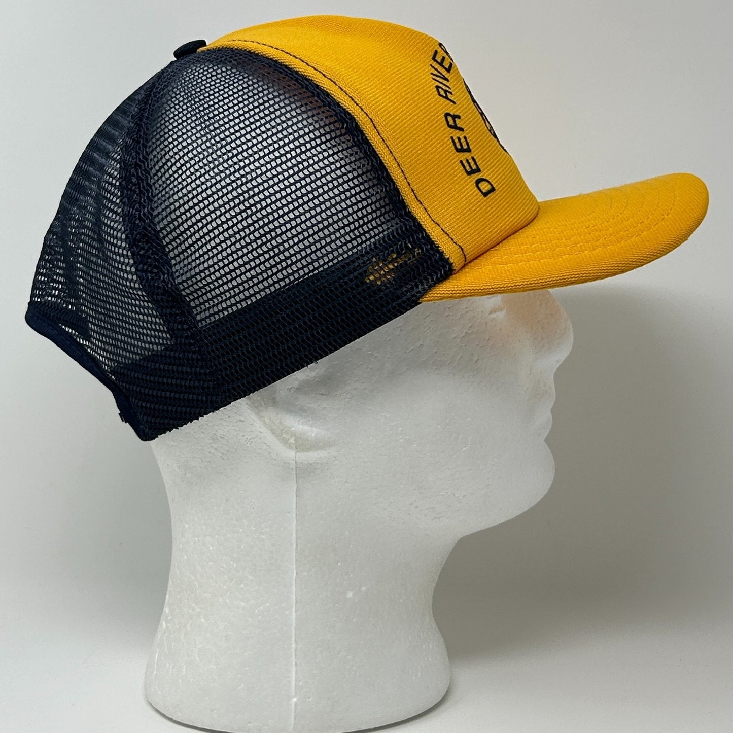 Vintage Deer River Lions Club Trucker Hat Cap Yellow 80s Minneapolis Snapback