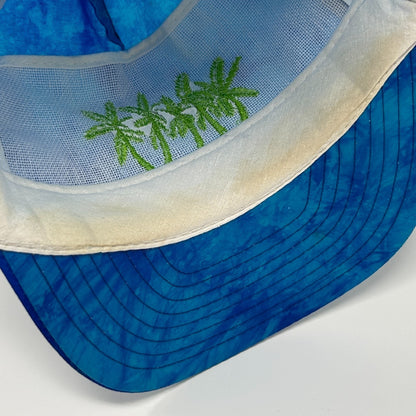 Vintage 90s Key West Florida Hat Baseball Cap Blue Tie Dye Travel Strapback Rope