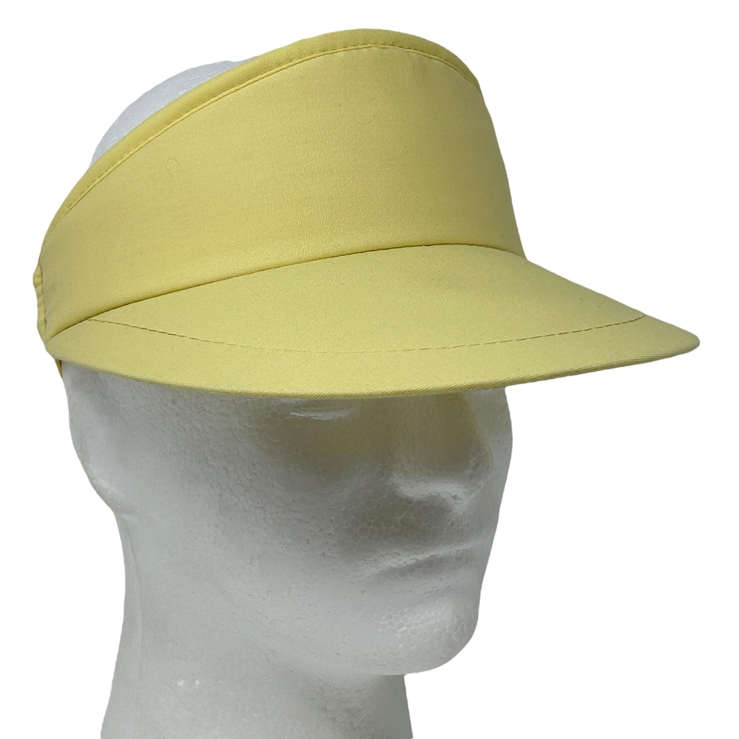 Vintage Blank Solid Visor Hat Cap Yellow 80s Strapback Golf Golfer Golfing