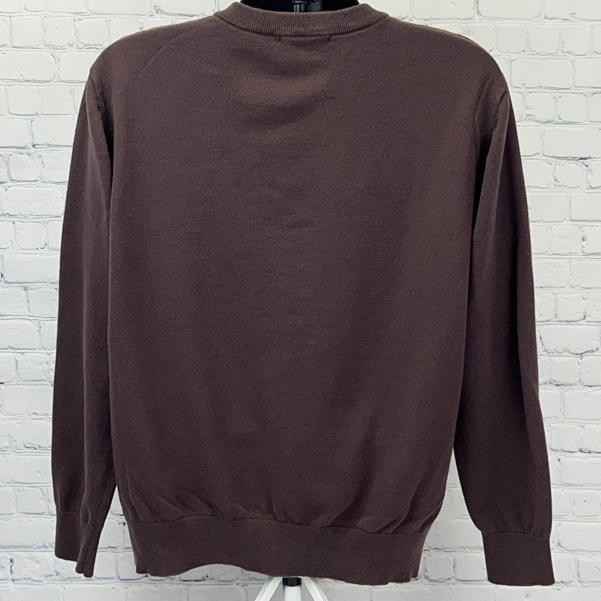 Collectif London Sweater Mens XL X-Large Brown Orange Stripe V-Neck 70s Retro