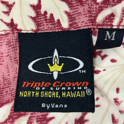 Vintage Vans Triple Crown of Surfing Hawaiian Button Front Shirt Red M Medium