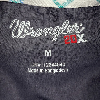 Wrangler 20X Pearl Snap Button Front Shirt White Plaid Long Sleeve M Medium
