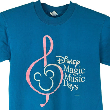 Camiseta vintage Disney Magic Music Days, años 90, pequeña, fabricada en EE. UU., para hombre, color azul