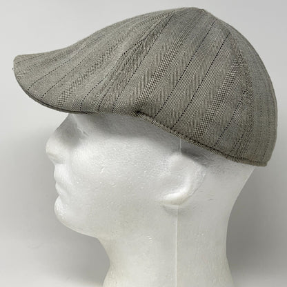 Vintage Stone Herringbone Flat Cap Hat Ivy Newsboy Cabbie Driving Beige S-M