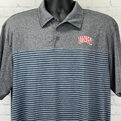 UNLV Rebels Champion Mens XL X-Large Gray Blue Striped Polo Golf Shirt NCAA Team