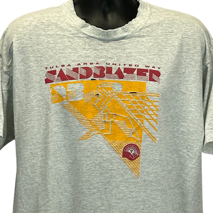 Vintage Distressed Tulsa Sandblazer Volleyball T Shirt Mens XXL Tournament Gray