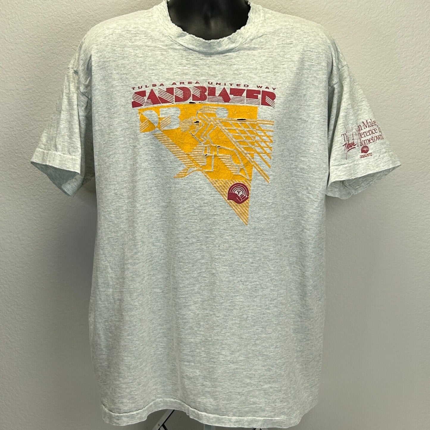 Vintage Distressed Tulsa Sandblazer Volleyball T Shirt Mens XXL Tournament Gray