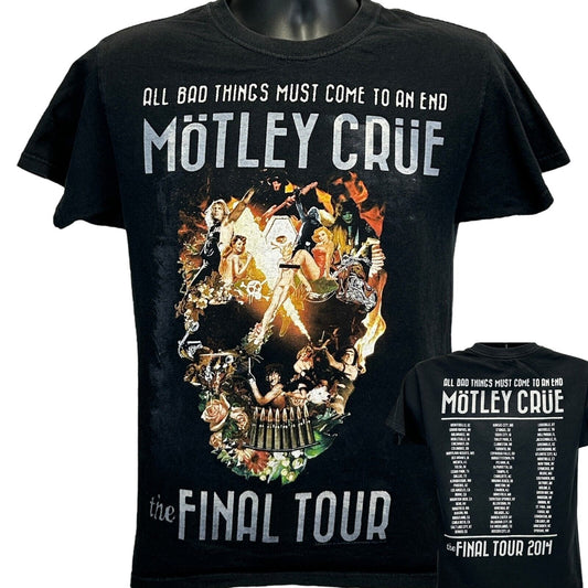 Motley Crue 2014 Final Tour T Shirt Mens Small Concert Heavy Metal Band Black