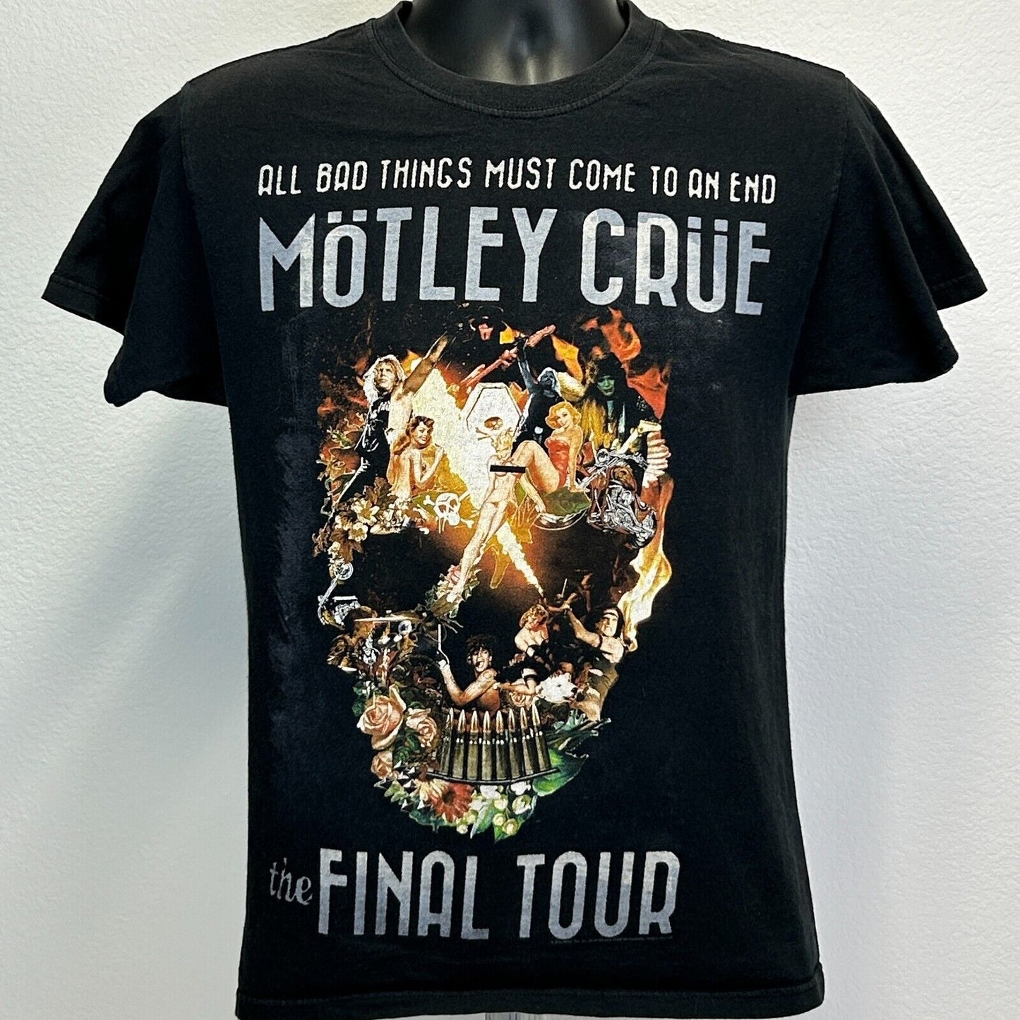 Motley Crue 2014 Final Tour T Shirt Mens Small Concert Heavy Metal Band Black