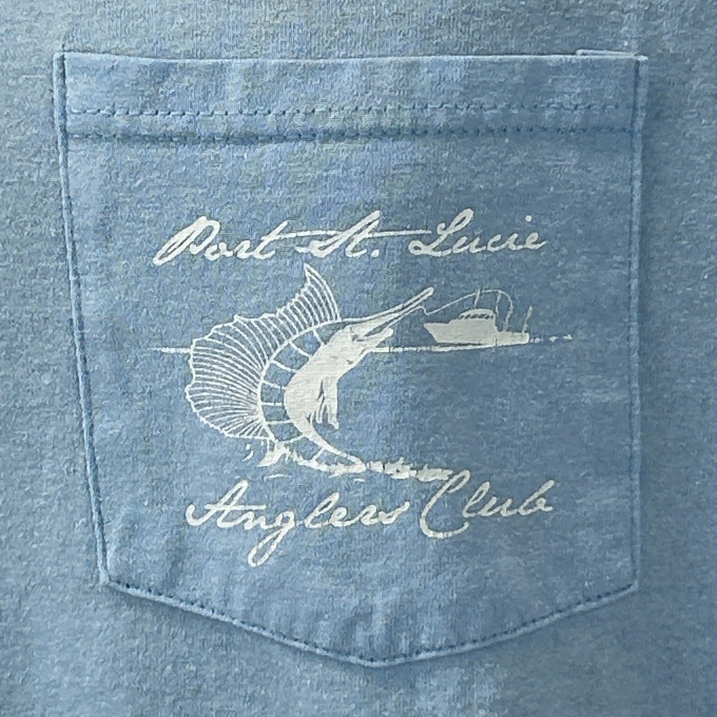 Vintage 90s Port St Lucie PSL Anglers Club Polo Shirt Fishing Blue Mens L Large