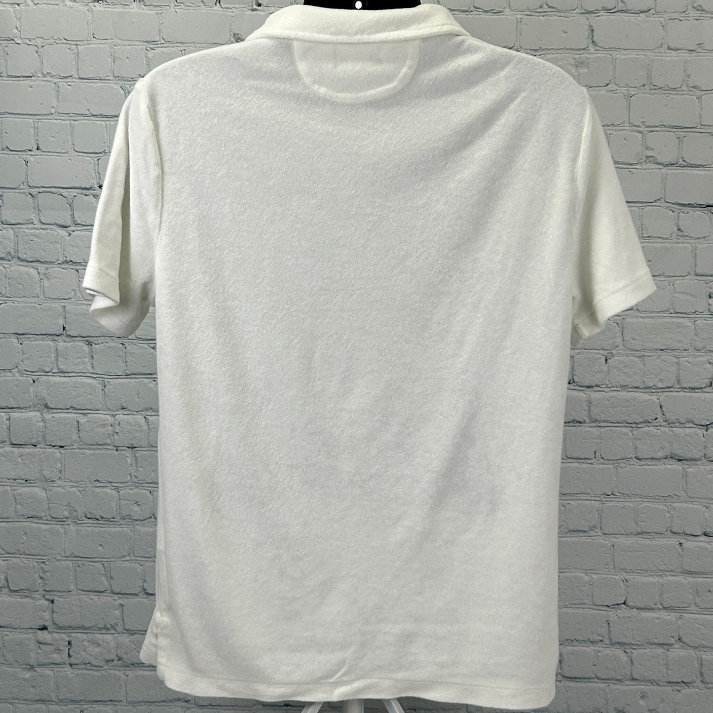 Polo Ralph Lauren Terry Cloth Polo Shirt White Johnny Collar Pocket Mens L Large