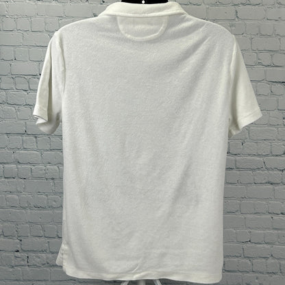 Polo Ralph Lauren Terry Cloth Polo Shirt White Johnny Collar Pocket Mens L Large