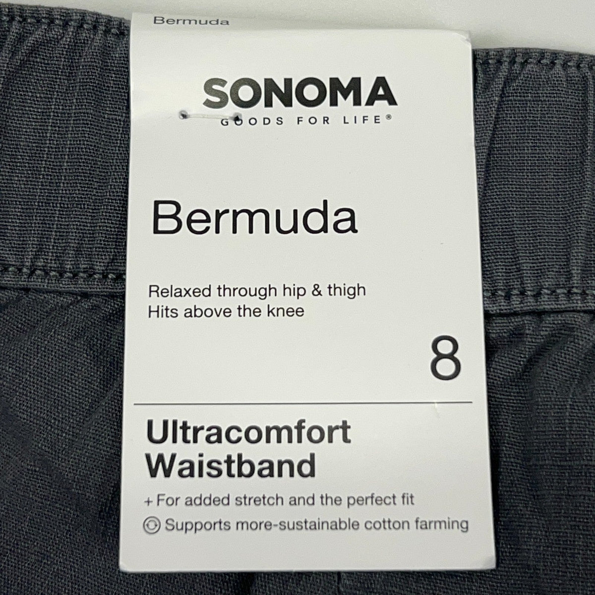 Sonoma Goods For Life Womens 8 Utility Bermuda Cargo Shorts Gray Stretch NWT