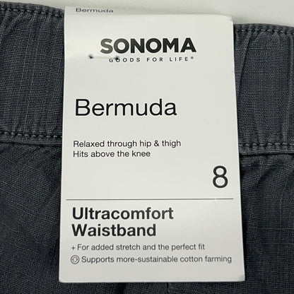 Sonoma Goods For Life Womens 8 Utility Bermuda Cargo Shorts Gray Stretch NWT