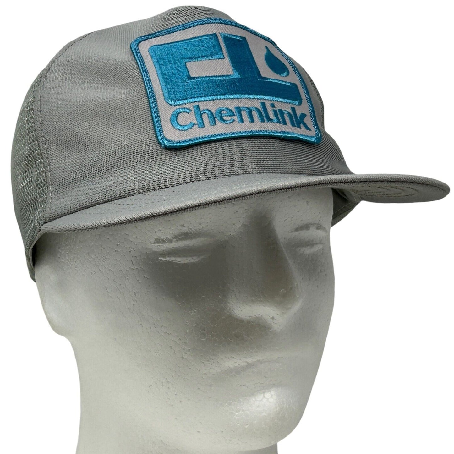 ChemLink Trucker Hat Vintage 80s Gray Made In USA Mesh Snapback Baseball Cap