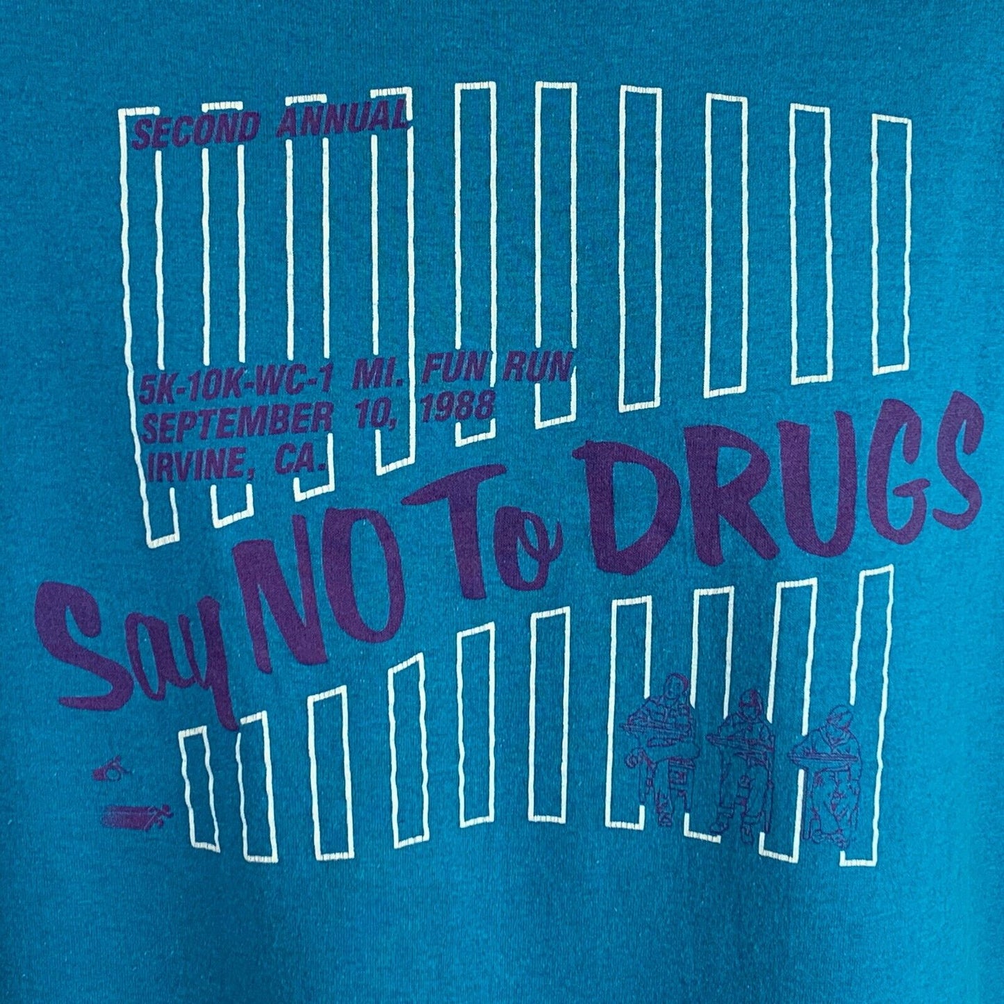 Di no a las drogas Fun Run Vintage 80s camiseta Irvine California hecha en EE.UU. grande