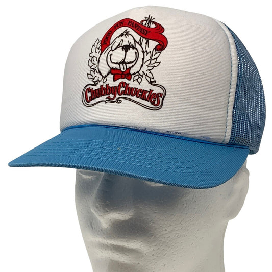 Chubby Chuckles Arcade Snapback Trucker Hat Vintage 80s Blue Mesh Baseball Cap