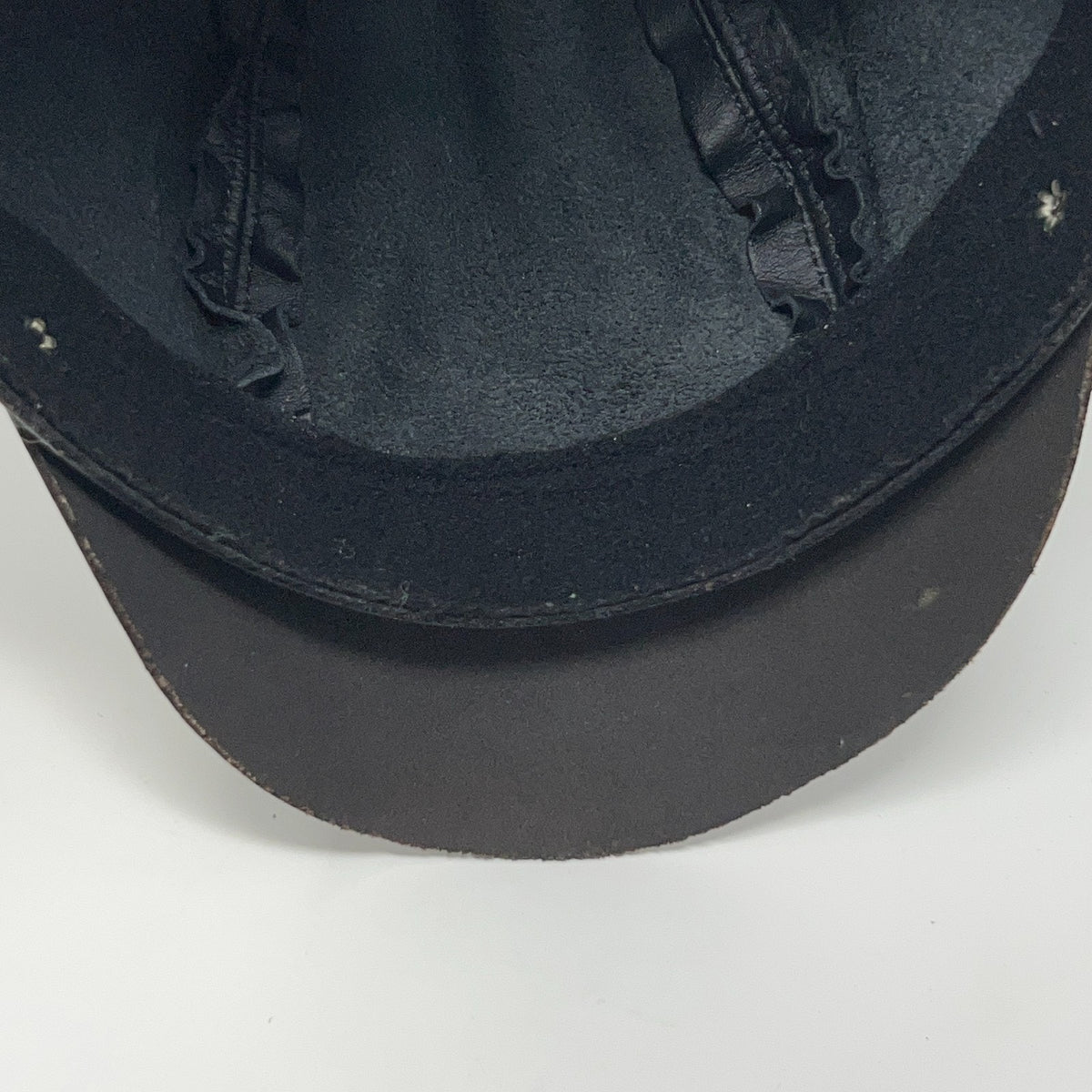 Vintage 90s Leather Captain Biker Hat Cap Black Chain Made in USA Strapback