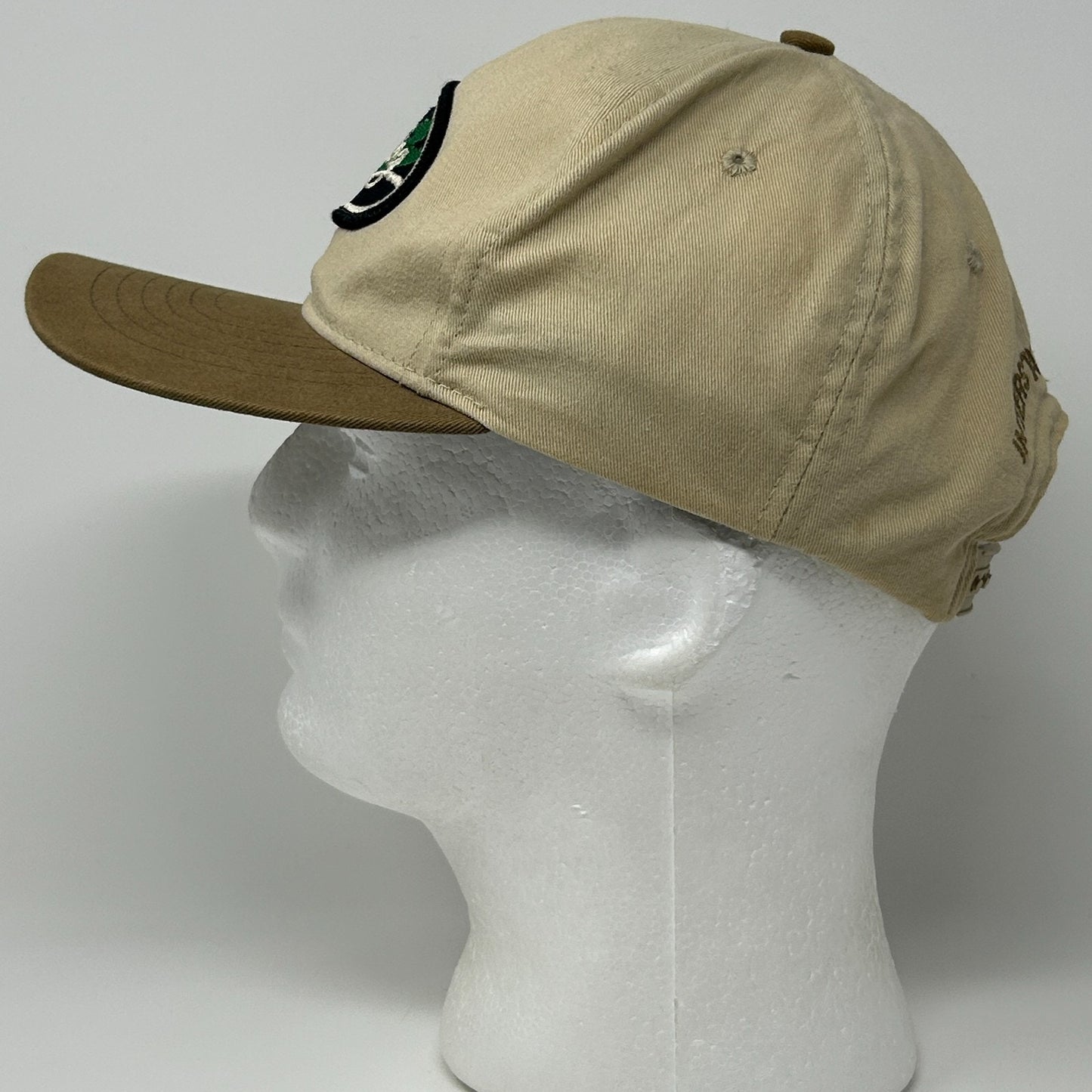 Vintage 90s Bandag Tires Hat Baseball Cap Interstate Tire Co Snapback Beige USA - Neon Vintage