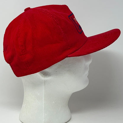 Vintage Thomas Drilling Equipment Oil Rig Patch Red Corduroy Baseball Hat Cap