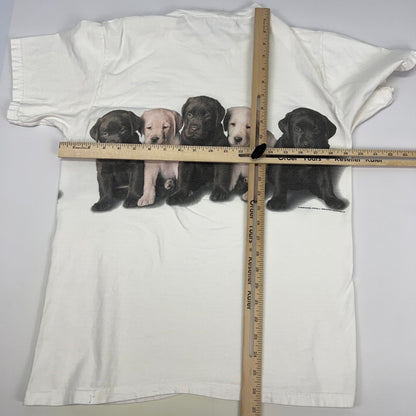 Vintage 90s Labrador Retriever Puppies T Shirt Puppy Dog White Unisex M Medium