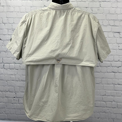 Columbia PFG Hampton Island Preserve Shirt Mens L Large Fishing Button Up Khaki