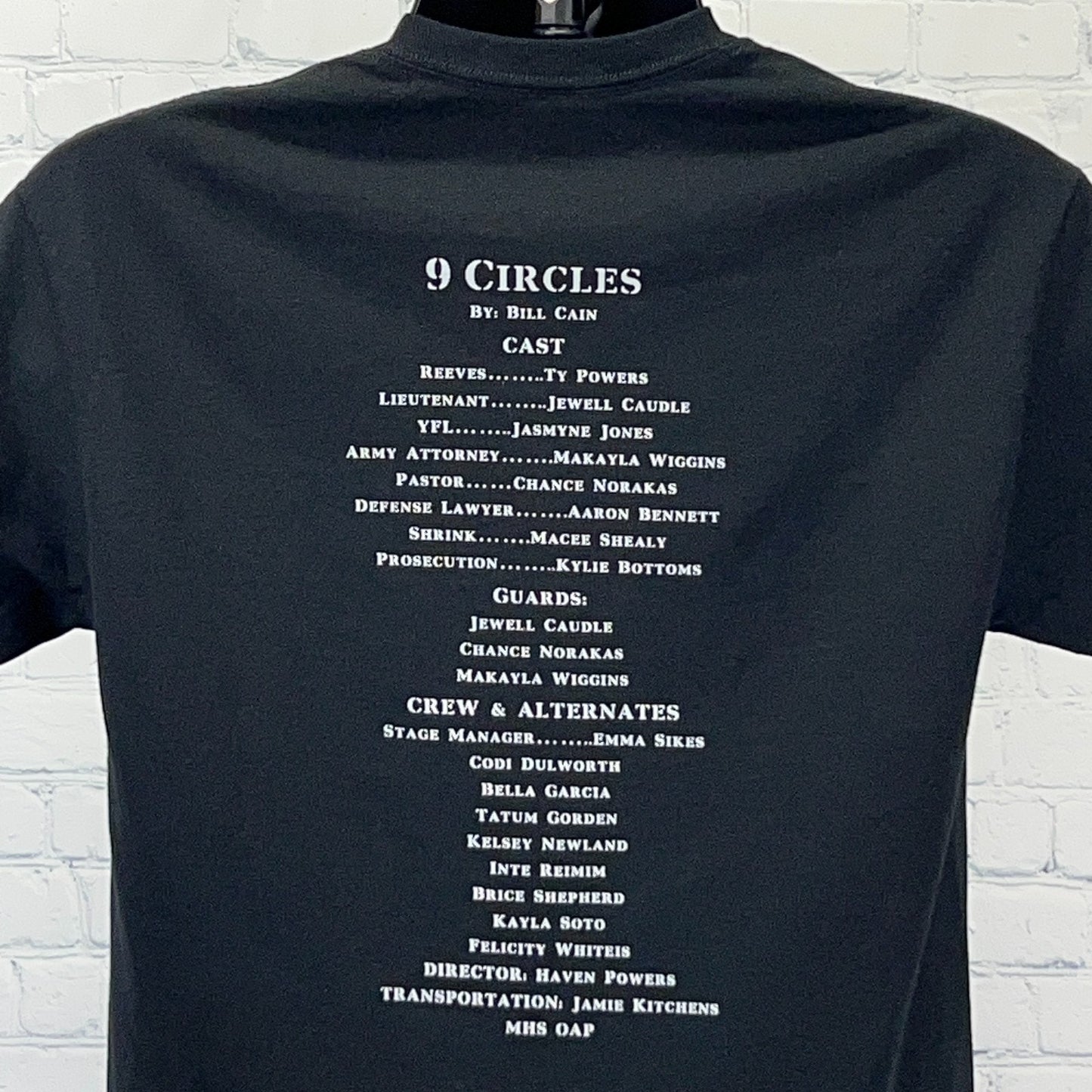 9 Circles Bill Cain Play T Shirt Military Army Theatre Black Unisex Tee M Medium