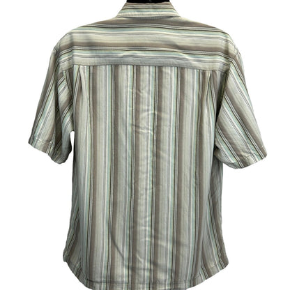 Camisa de campamento hawaiana con botones delanteros de seda Tommy Bahama, color beige, grande