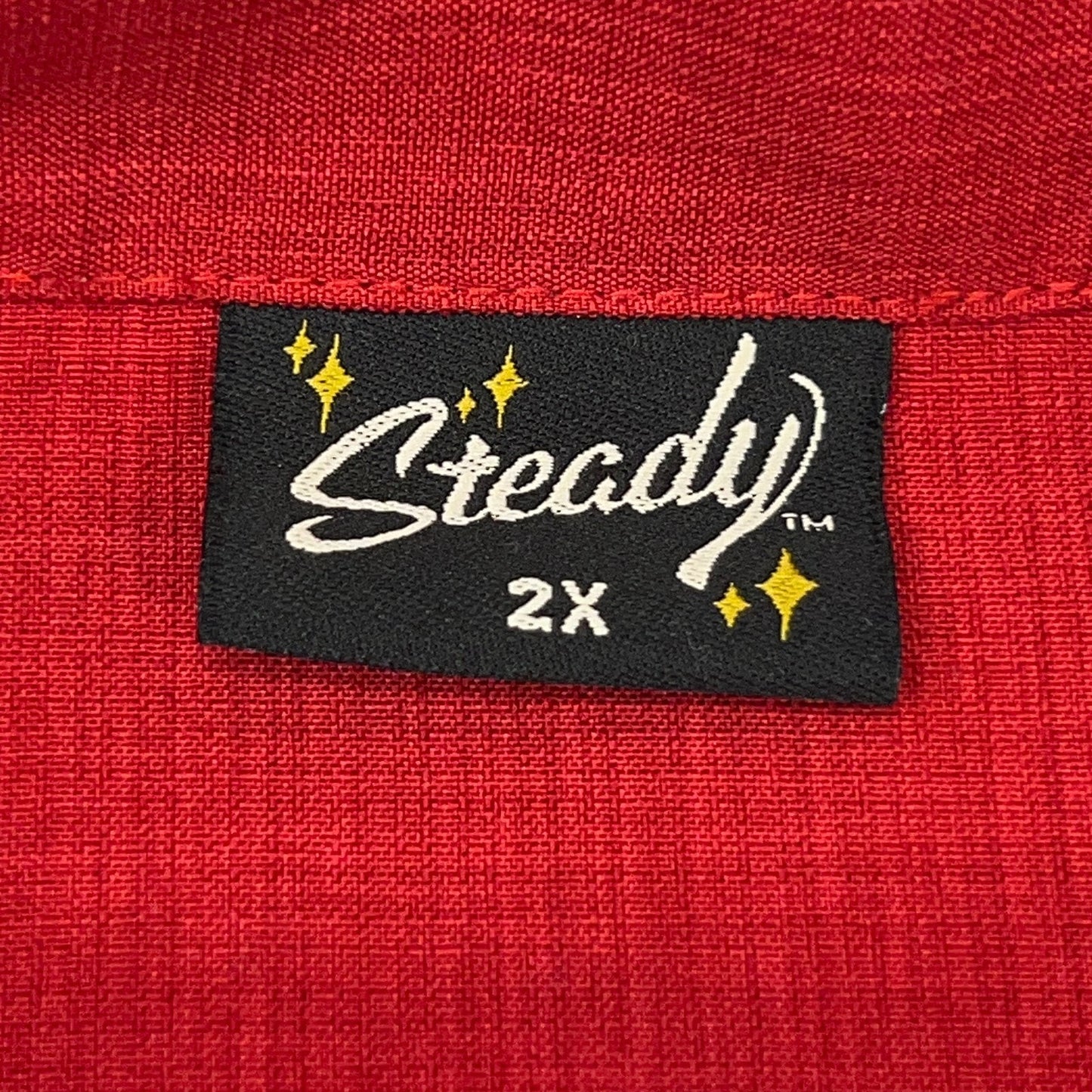 Steady Piston Buttons Bowling Shirt Button Front Rockabilly Hot Rod Red 2XL XXL