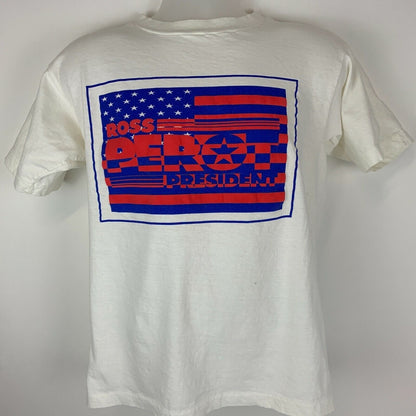 Camiseta vintage de los años 90 de Ross Perot para presidente, gran campaña electoral para hombre, color blanco