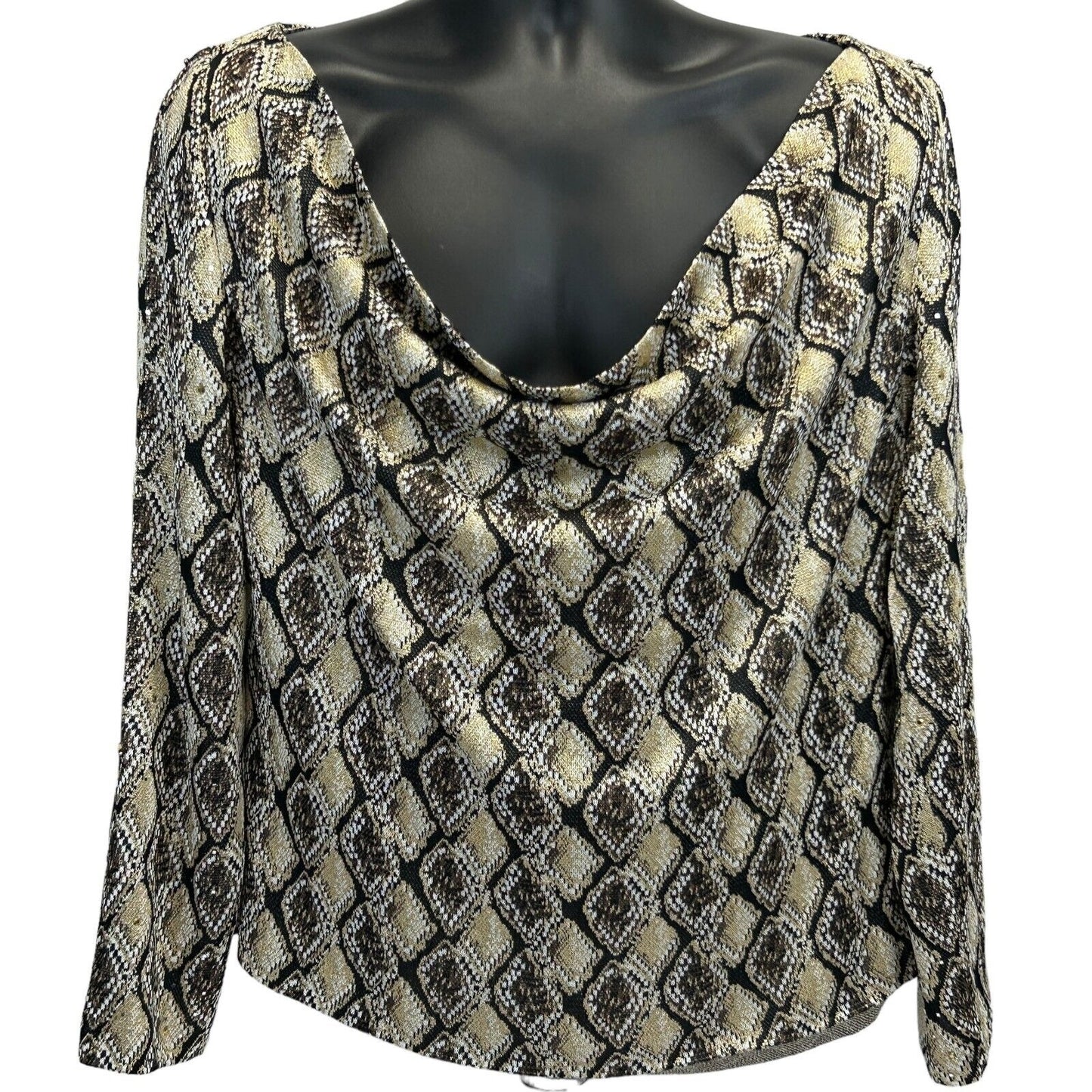 St John Evening by Marie Gray Womens Top Size 14 Snake Print Vintage Y2Ks Gold