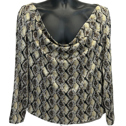 St John Evening by Marie Gray Womens Top Size 14 Snake Print Vintage Y2Ks Gold