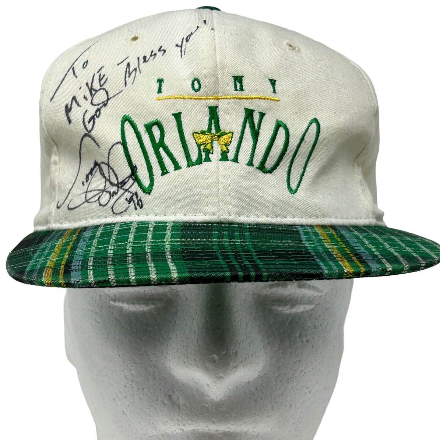 Tony Orlando Autographed Hat Vintage 90s White Signed Mike Snapback Baseball Cap