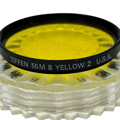 Tiffen 55mm 8 Yellow 2 Screw-In Camera Lens Filter Vintage B&W Photography USA