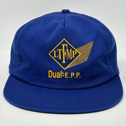 Vintage 80s LTFMP Dual EPP Hat Baseball Cap Ear Flap K Brand USA Snapback Blue