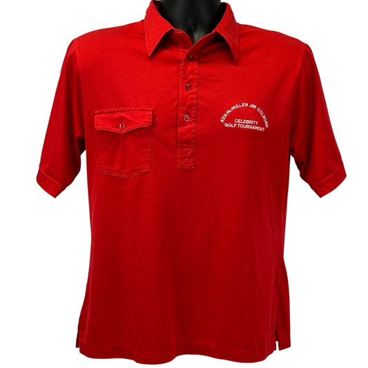 Vintage 80s Ken McMullen Jim Colborn Golf Tournament Polo Shirt Red M Medium