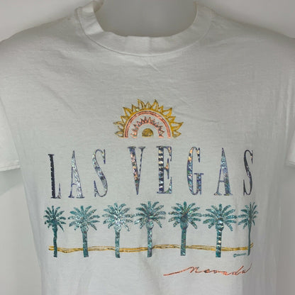 Las Vegas Vintage 90s T Shirt Small Hotel Casino Travel Tourist USA Mens White