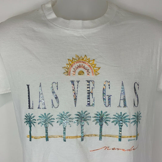 Las Vegas Vintage 90s T Shirt Small Hotel Casino Travel Tourist USA Mens White