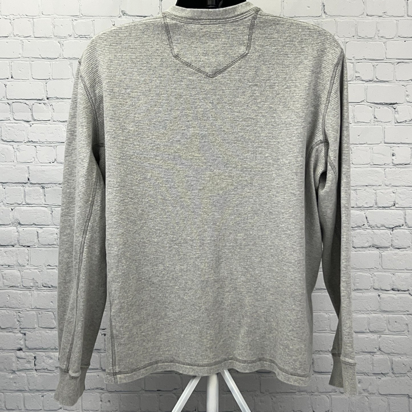 Eddie Bauer Thermal Henley XL X‑Large Gray Cotton Long Sleeve Waffle Knit Shirt