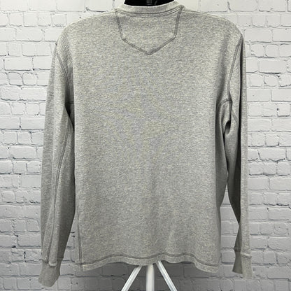 Eddie Bauer Thermal Henley XL X‑Large Gray Cotton Long Sleeve Waffle Knit Shirt