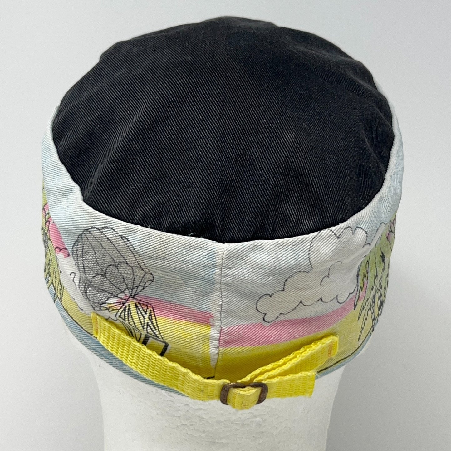 Vintage 80s Men at Work Cargo Painters Hat Baseball Cap Size S-M Black Rock Band