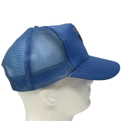 White Liez Vintage 90s Trucker Hat Blue Mesh Five Panel Snapback Baseball Cap