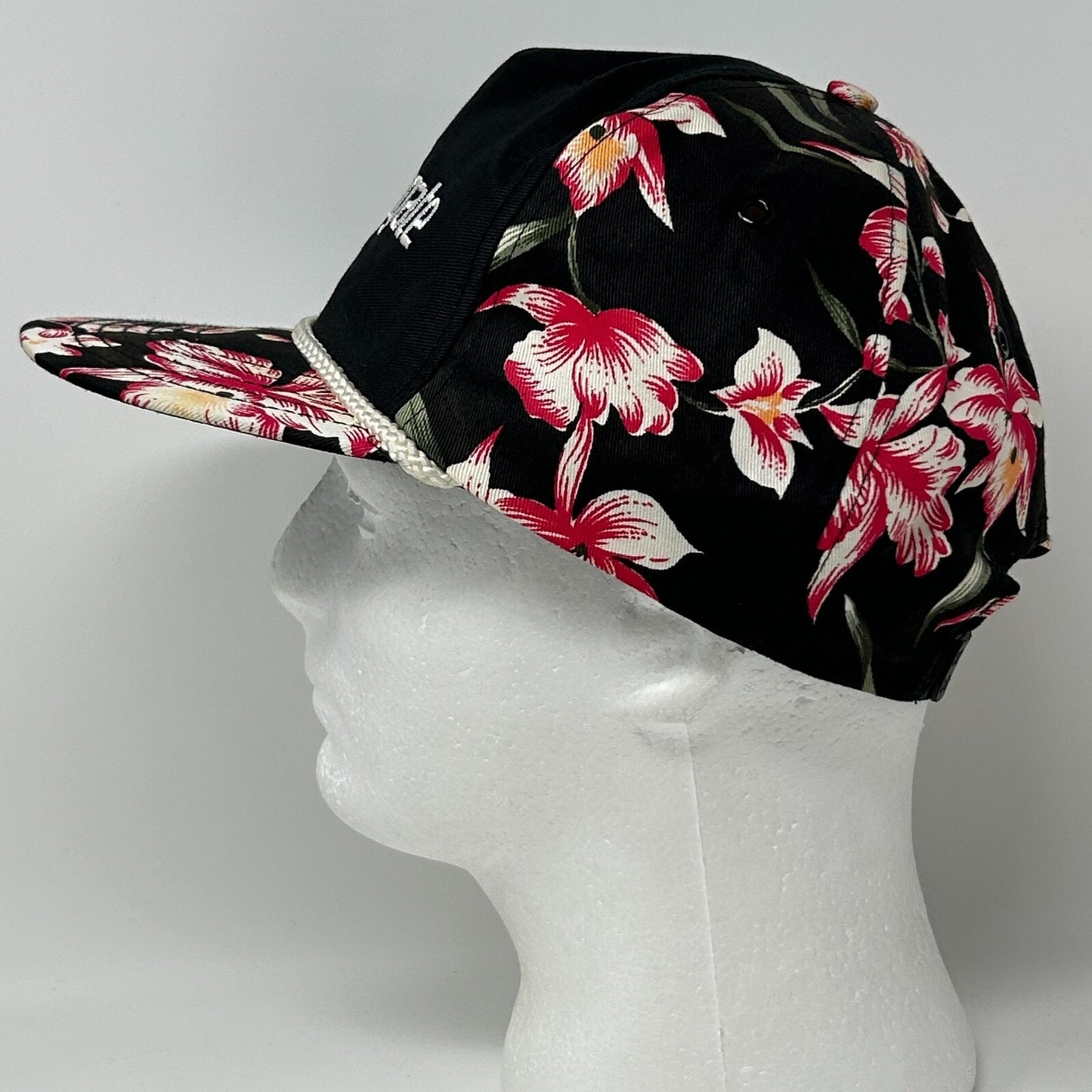 Vintage 80s Seagate Floral Hat Cap Computers Technology Hawaiian Snapback Black